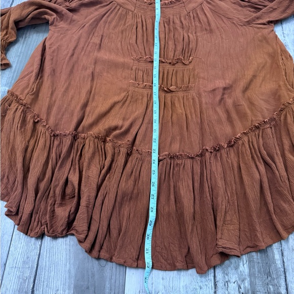 Free People See Ya There Mini Dress Dark Brown On Off Shoulder Bohemian Small - Picture 4 of 7